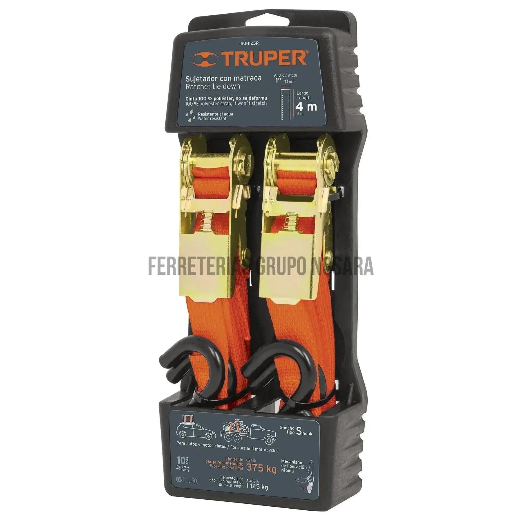 Juego de 2 sujetadores con matraca carga máxima 1125 kg / 19282-600411-7501206634868