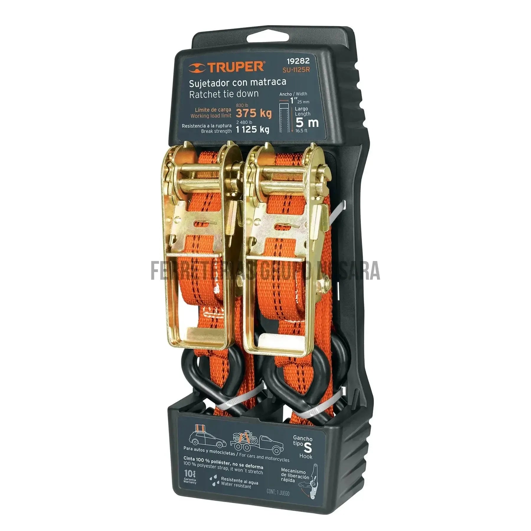 Juego de 2 sujetadores con matraca carga máxima 1125 kg / 19282-