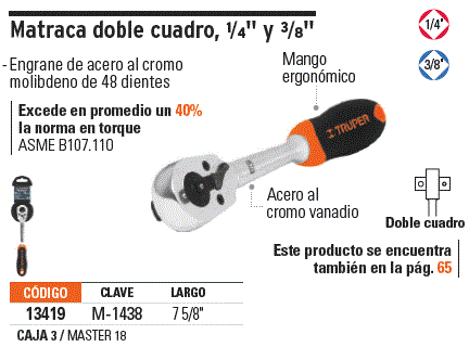 TRUPER RATCH DOUBLE HEAD 3/8-1/2 13413