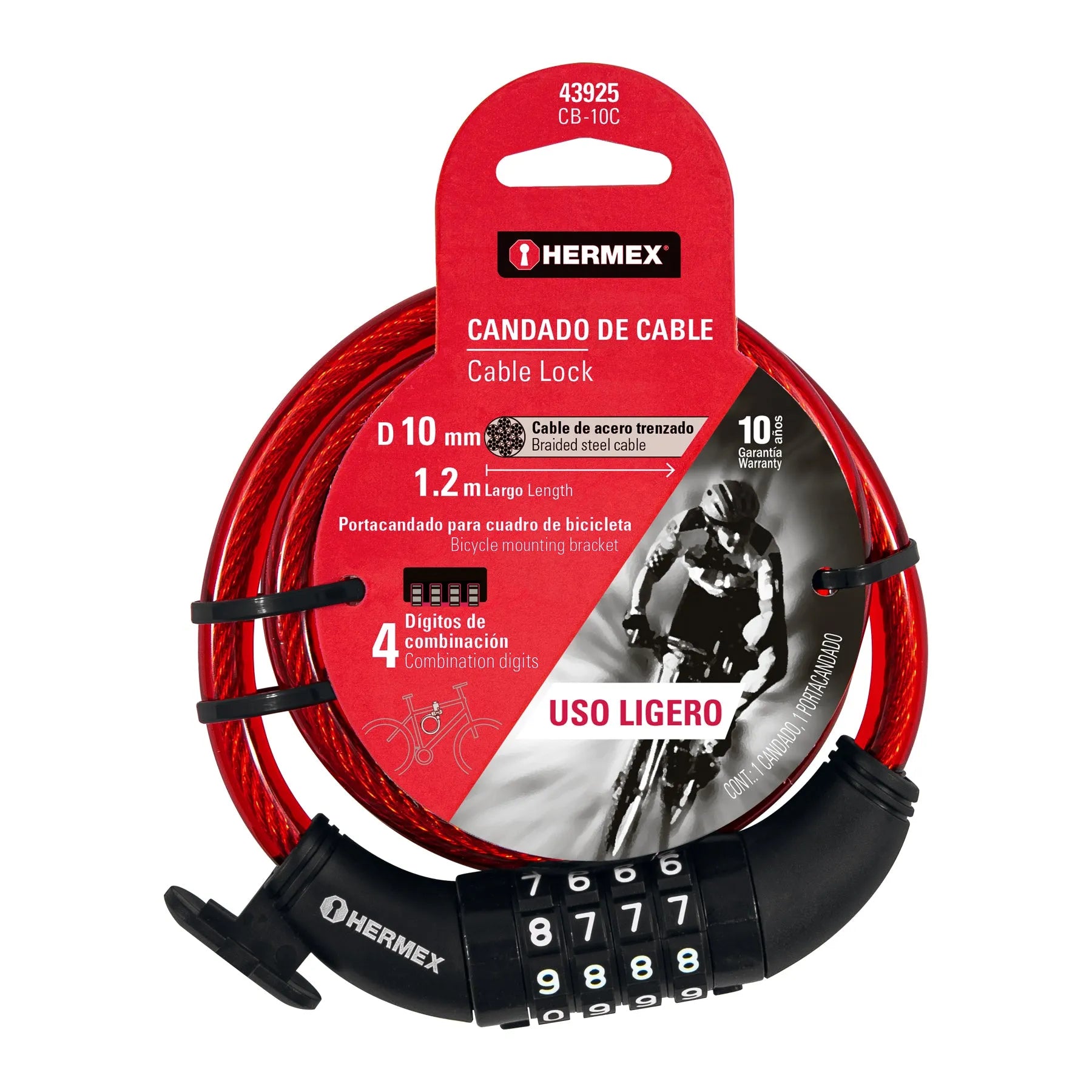 TRUPER CANDADO P/BICICLETA COMB 10X1200M