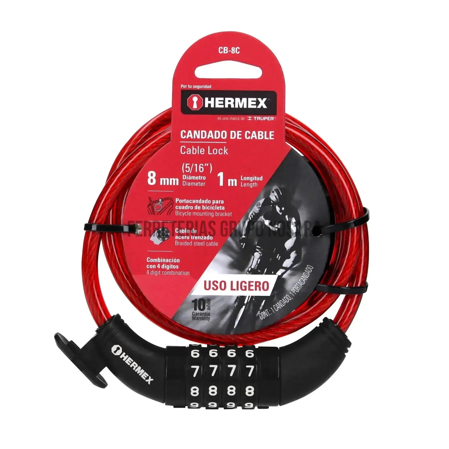 HERMEX CANDADO BICI COMB CB-8C 43924-