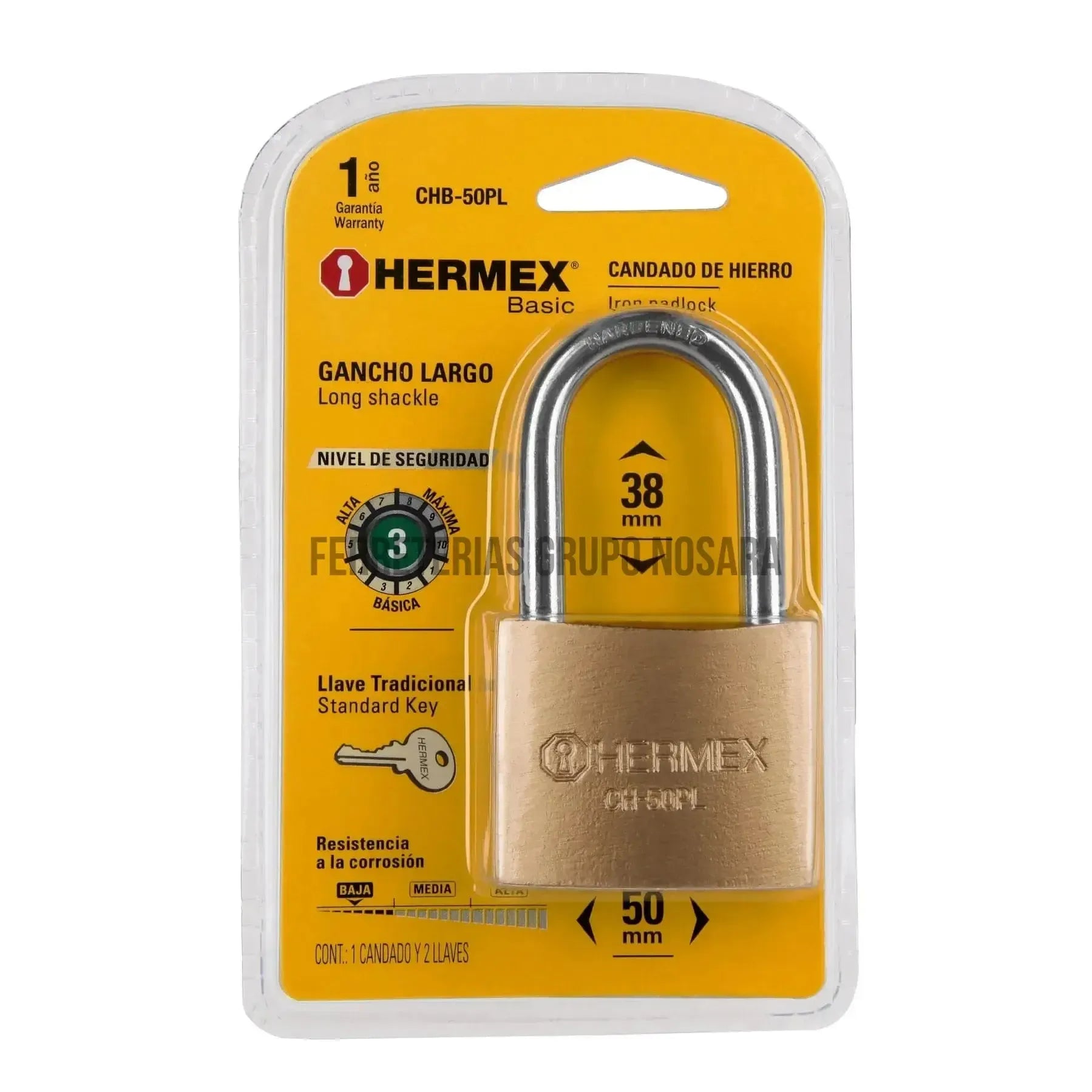 HERMEX CANDADO 50MM CHB-50 ESP LAR 27077-