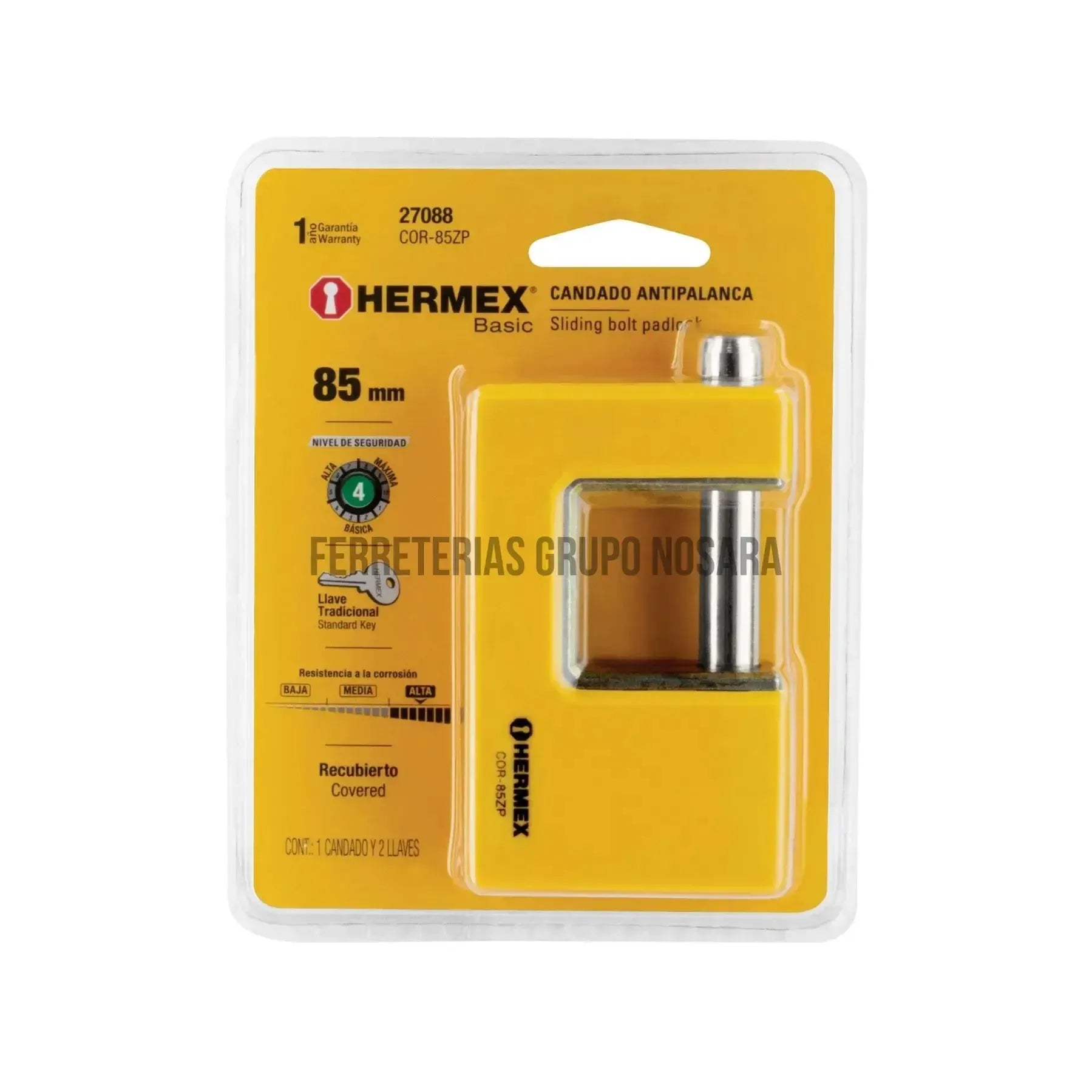 HERMEX CANDADO ANTIPALANCA 85MM 27088-