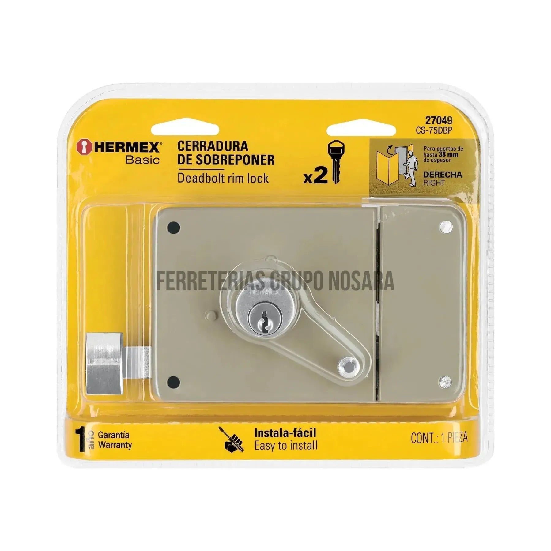 HERMEX LLAVIN DBL PASO DERCS-75DBP 27049-
