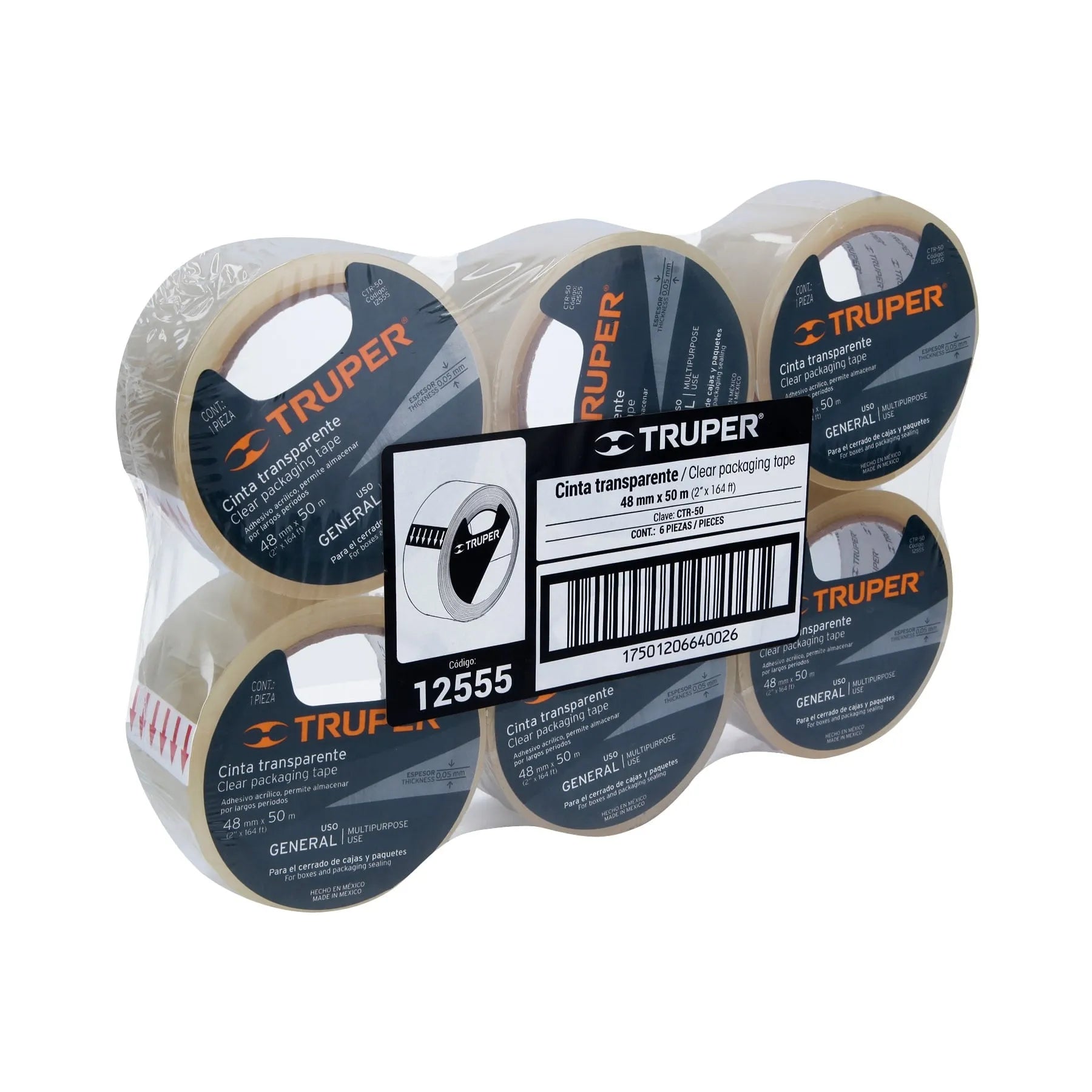 TRUPER CINTA DE EMPAQUE TRANSP 50M 12555