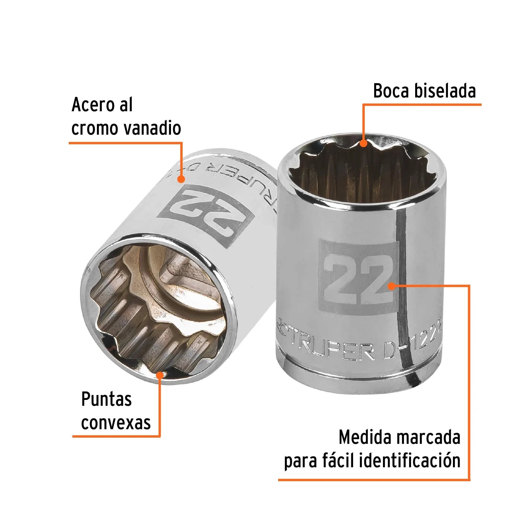 TRUPER CUBO ESTRIADO 22MM ESP 1/2 13536