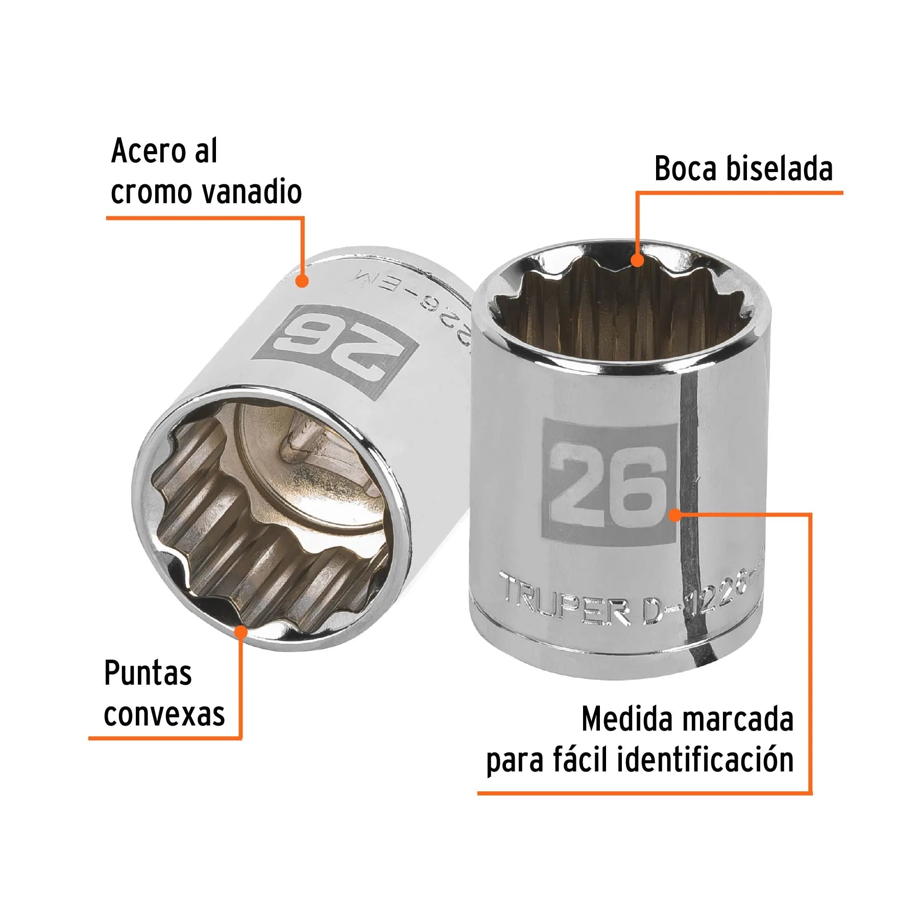 TRUPER CUBO ESTRIADO 26MM ESP 1/2 13540