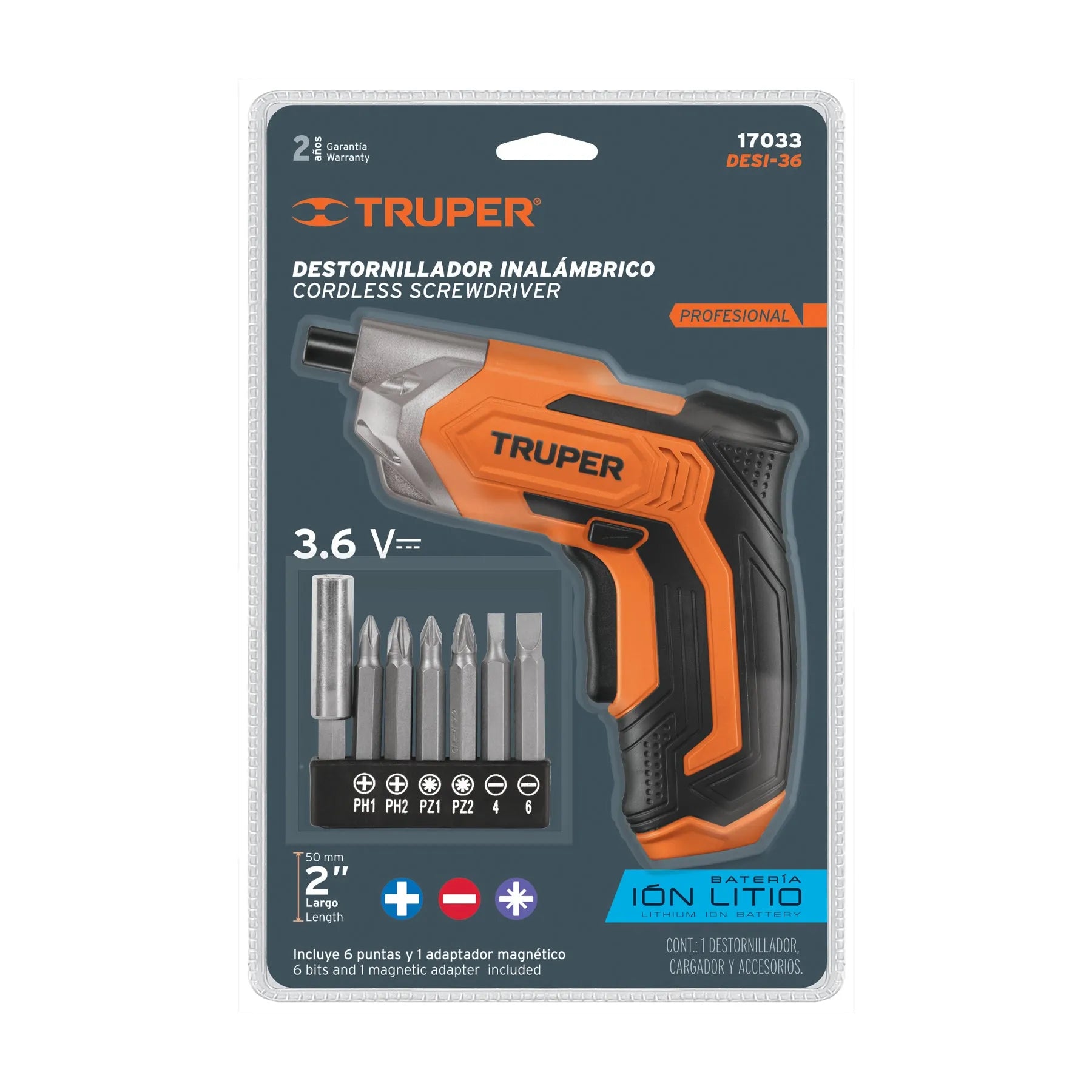 TRUPER DESAT INALAMBRICO 3.6V C/PU 17033