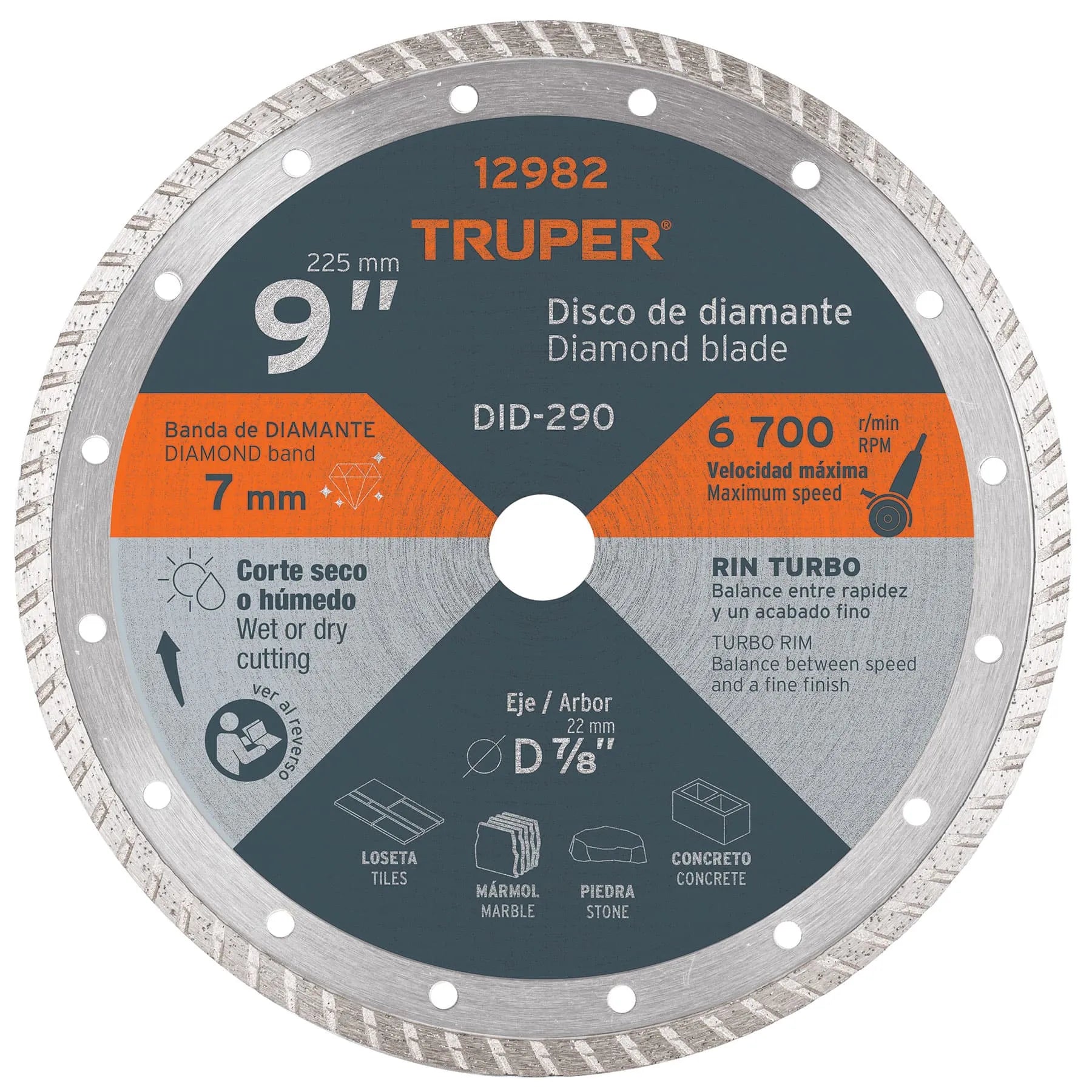 TRUPER DISCO DIAMANTE TURBO 9" 12982