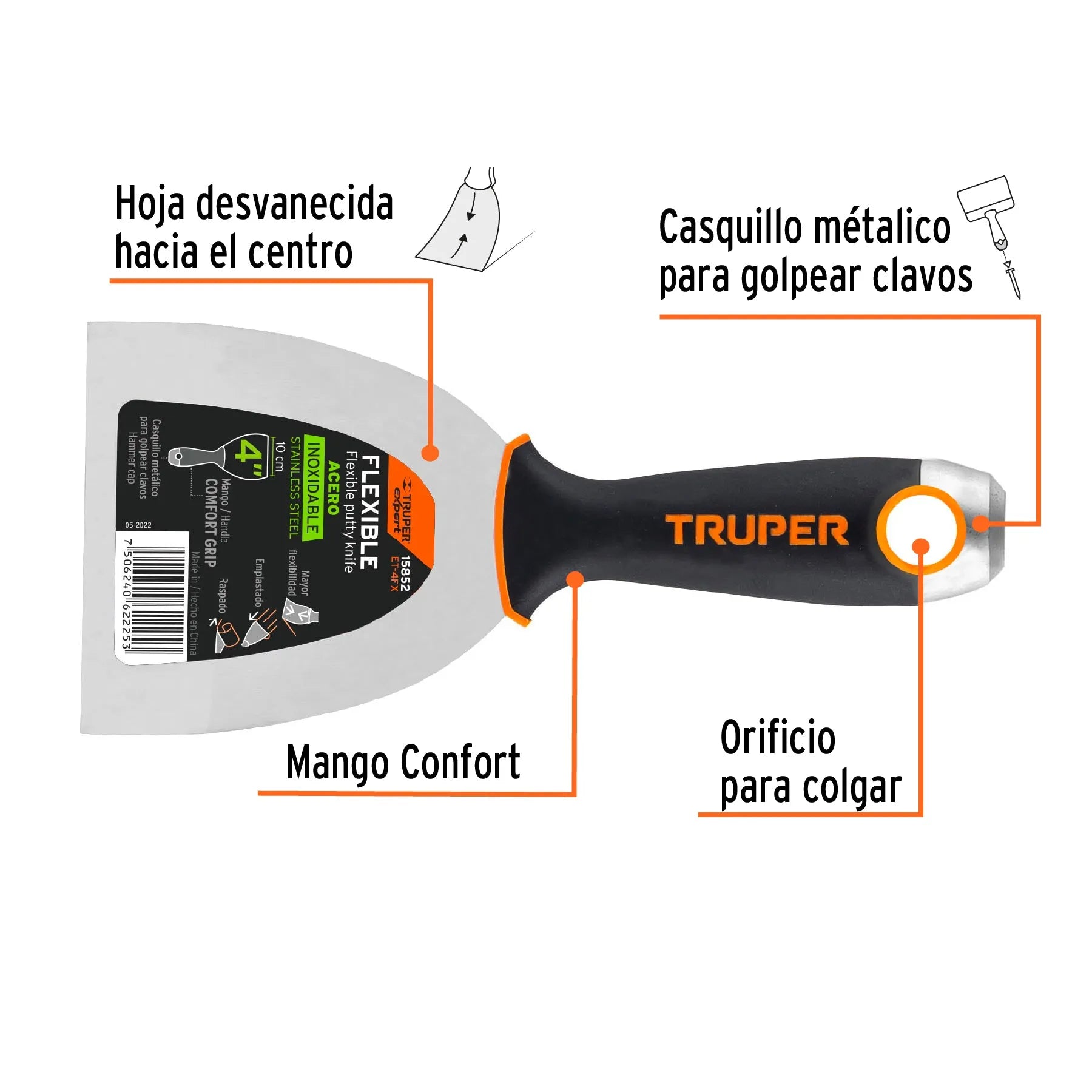 TRUPER ESPATULA FLEXIBLE 4" INOX 15852