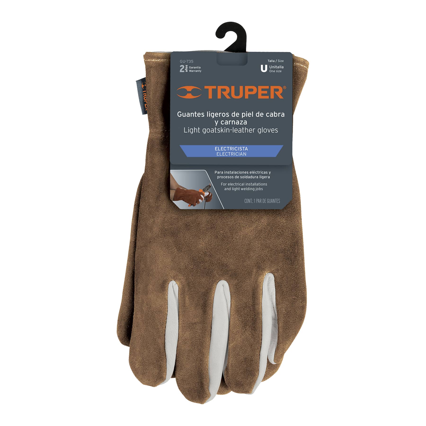 Goatskin gloves with bait back, Truper / 14288