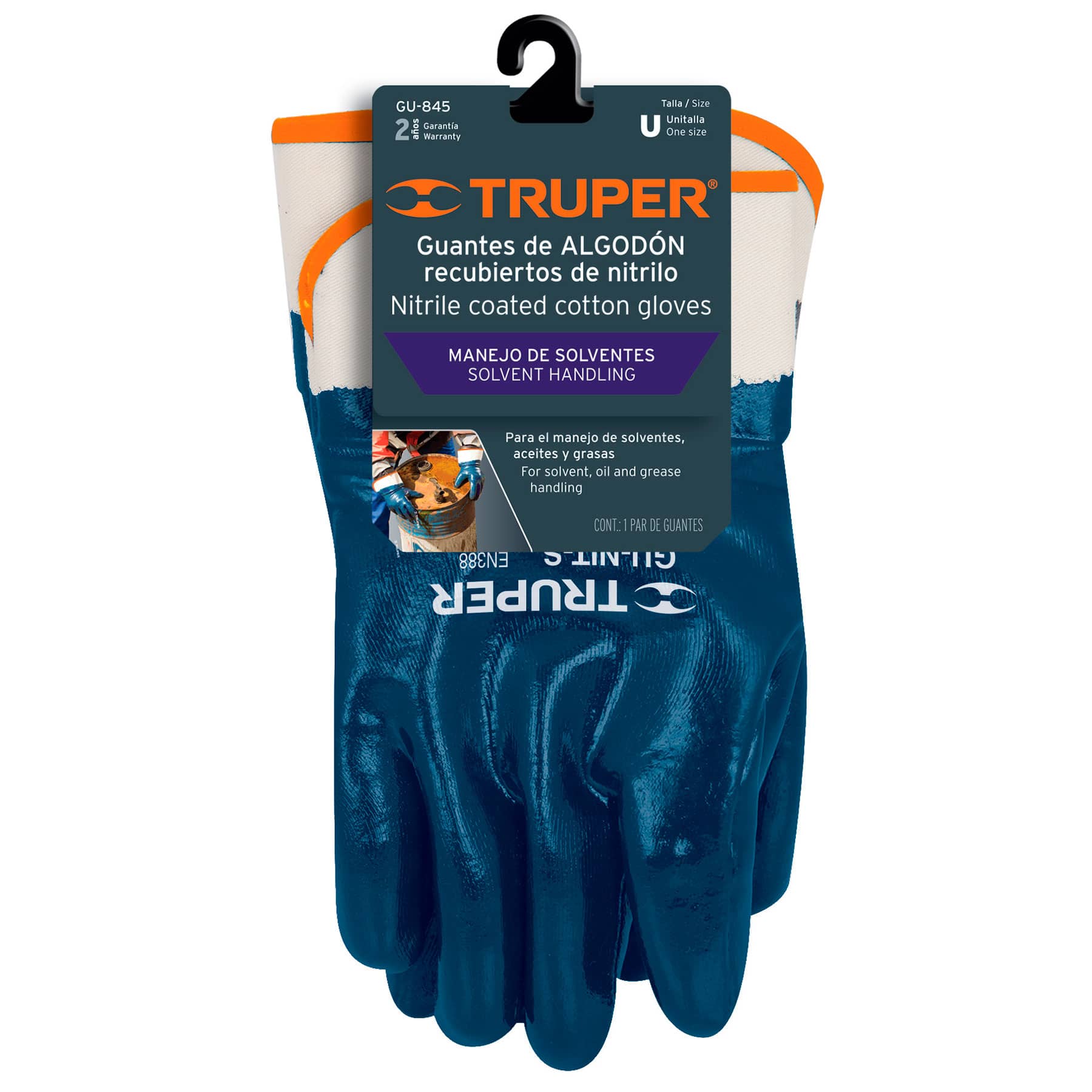 Truper / 15244 Knitted Cuff Nitrile Coated Cotton Gloves