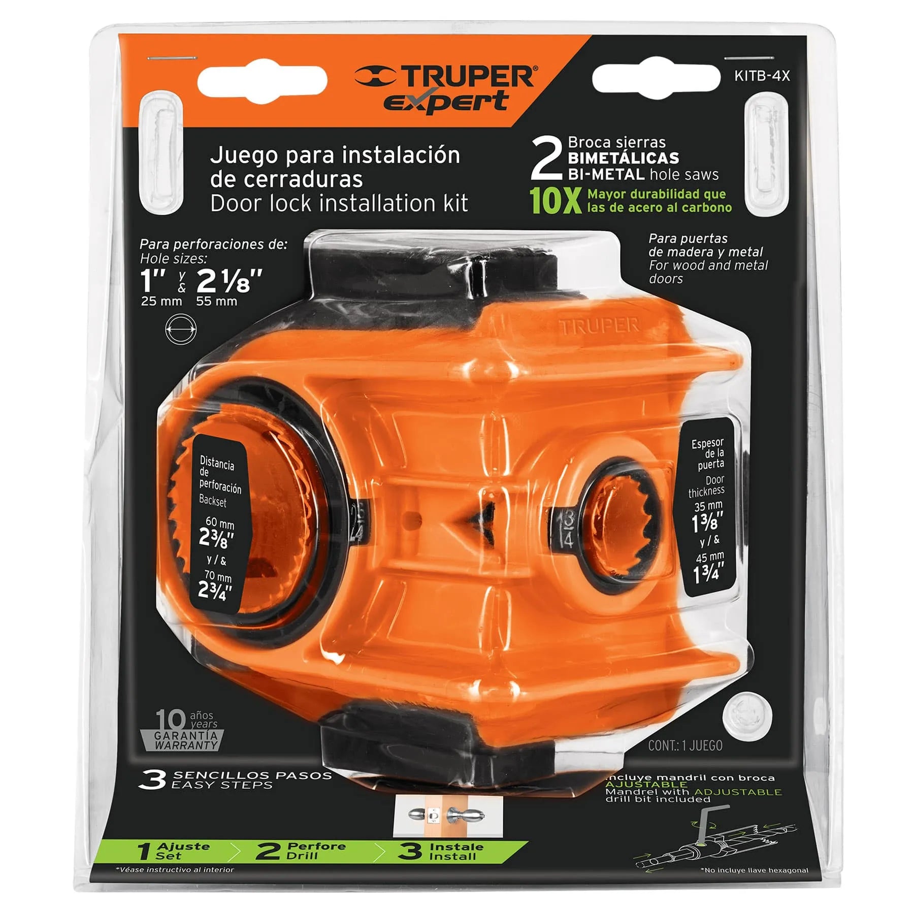 TRUPER JGO P/INSTALA CERRADURA 4PZ 11877