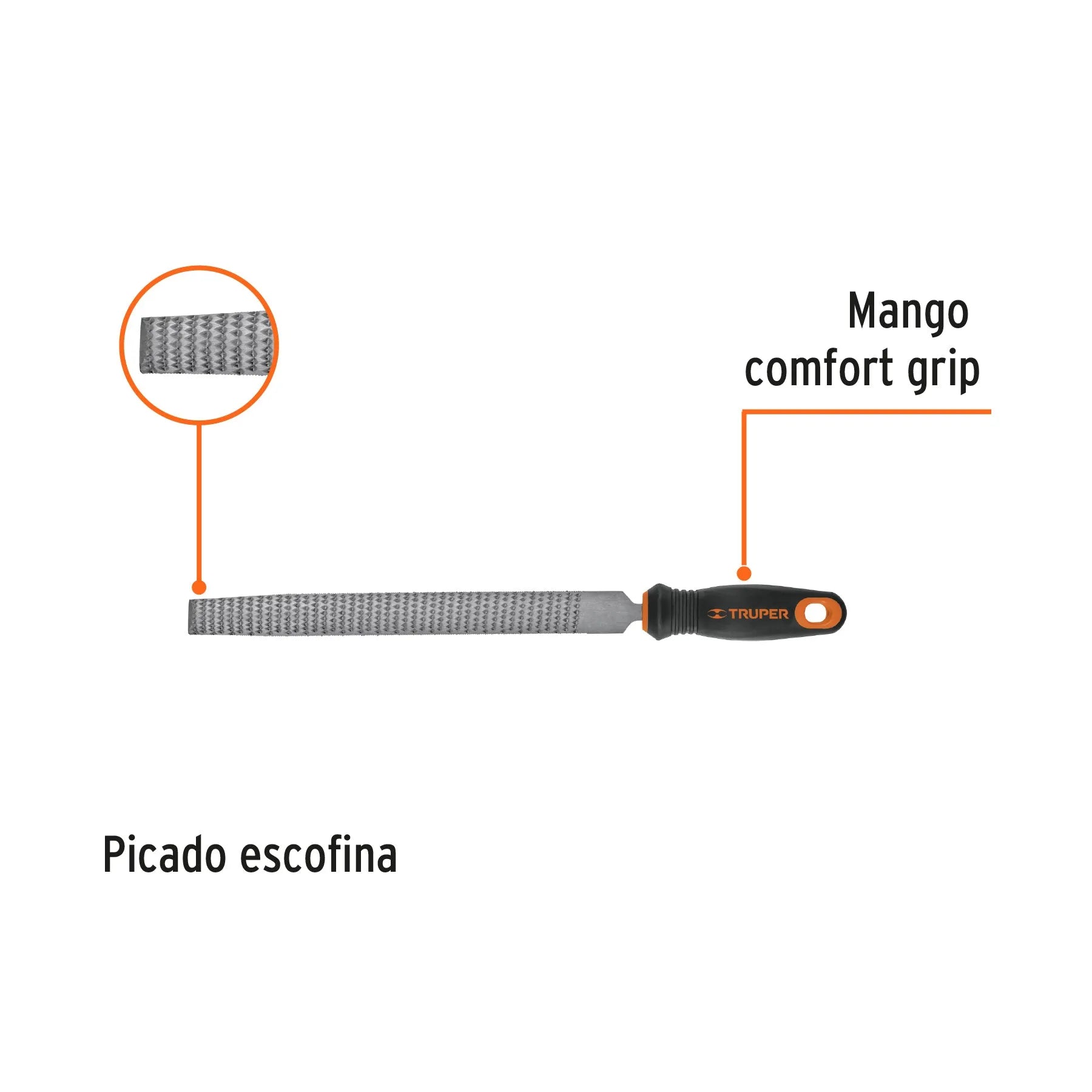 TRUPER LIMA ESCOFINA 8" C/MANGO #15321