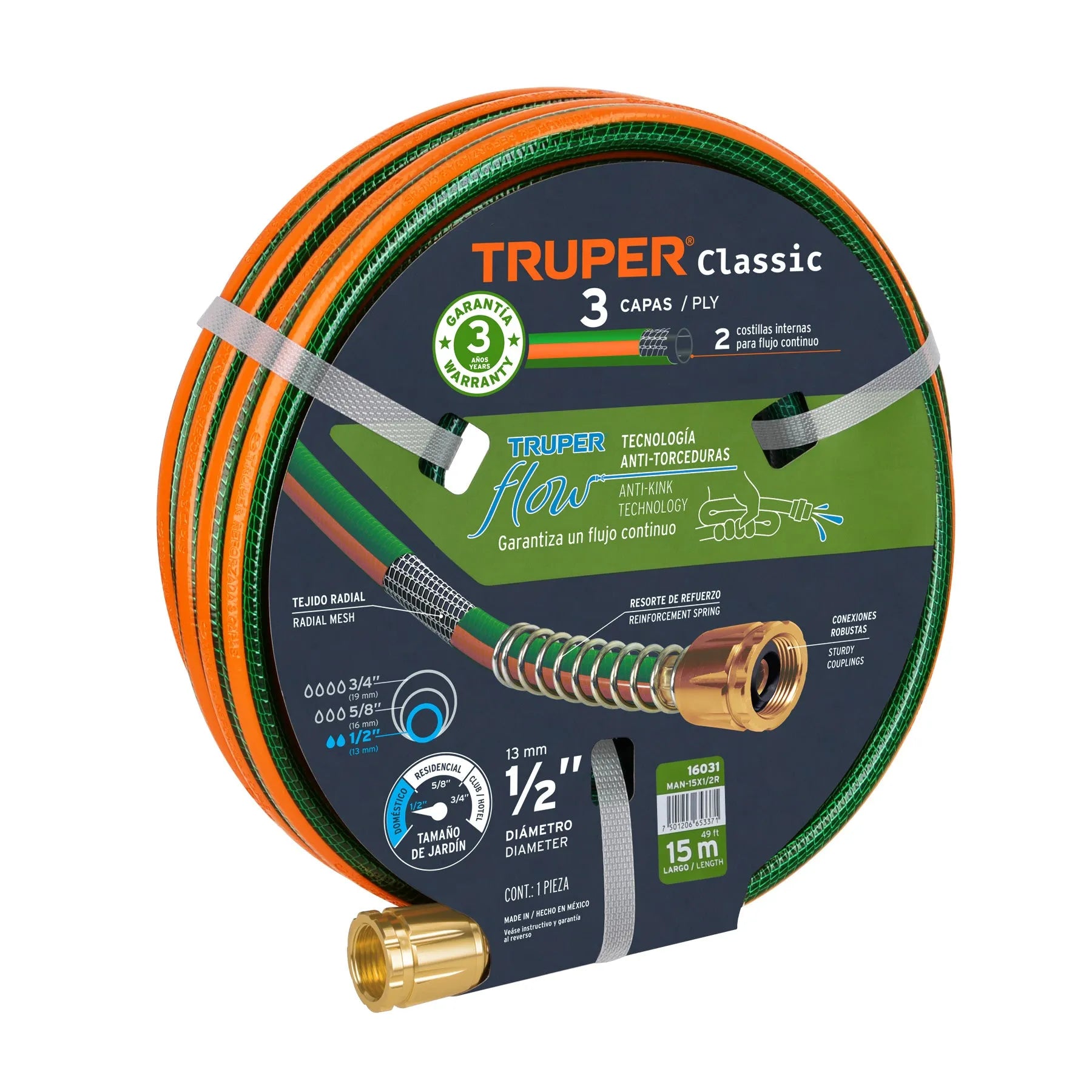 TRUPER MANGUERA REF 3CAPAS 1/2X15M 16031
