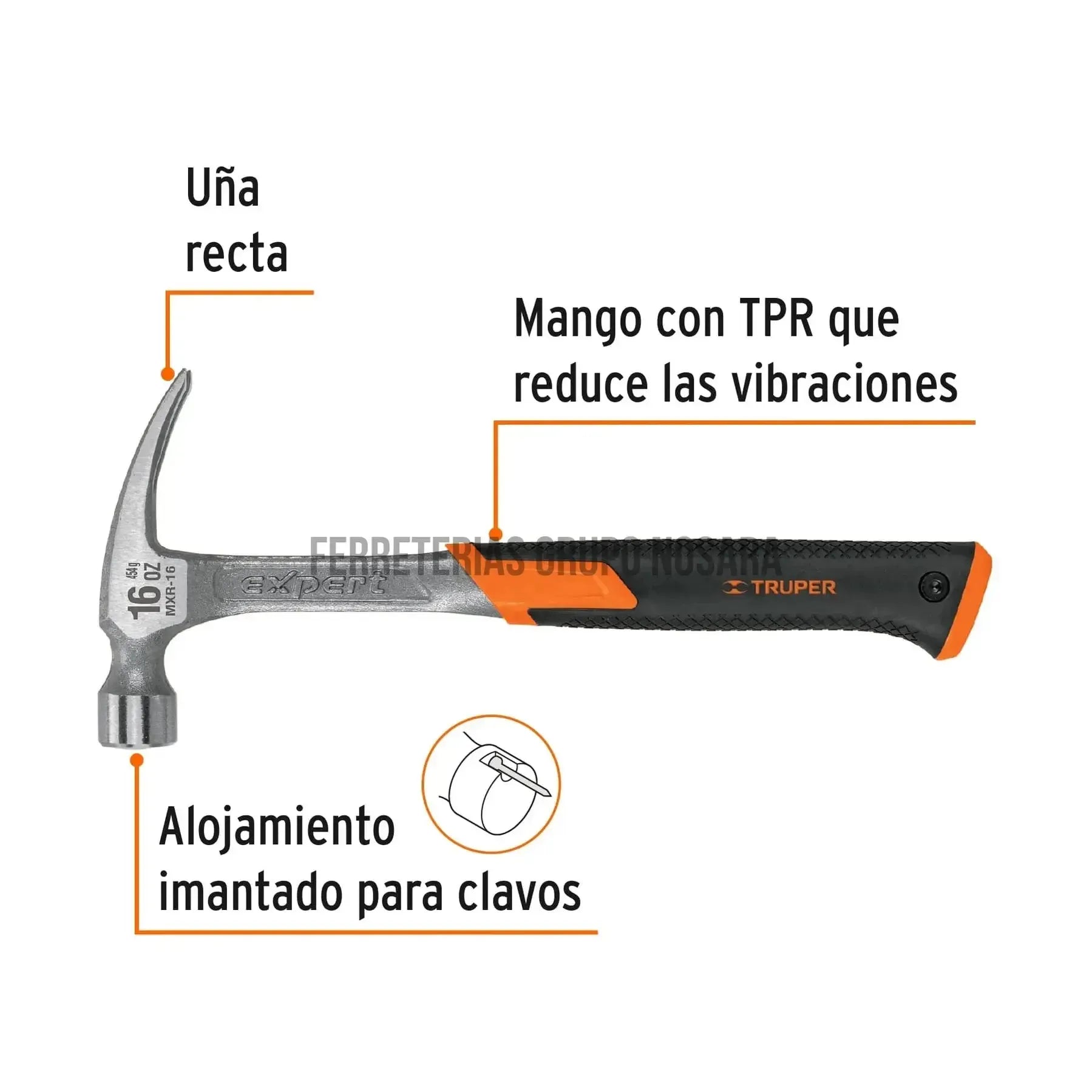 TRUPER MARTILLO FORJADO UÑA RECTA 16 OZ 17857-
