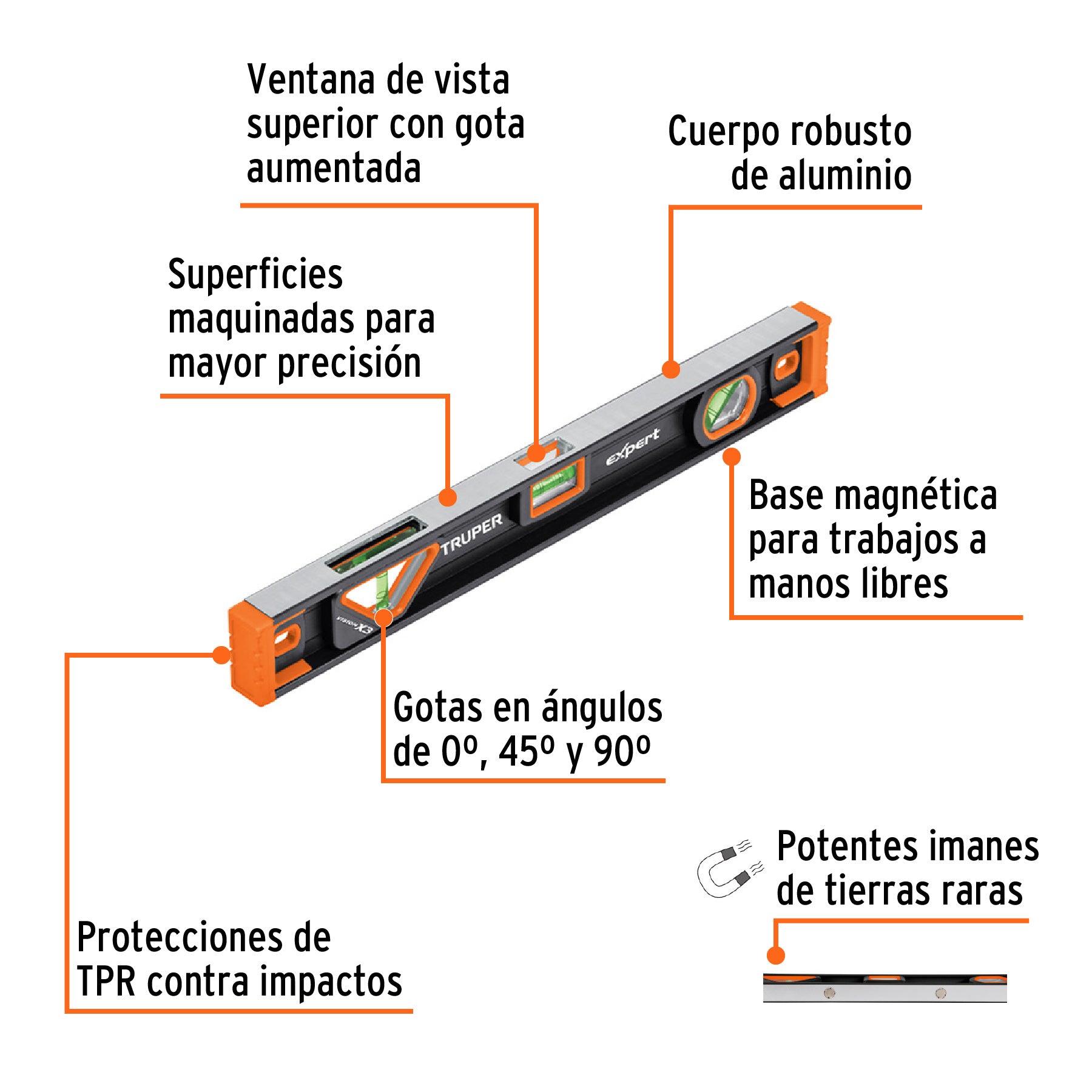 TRUPER LEVEL PROF W/MAGNET 18" 14625