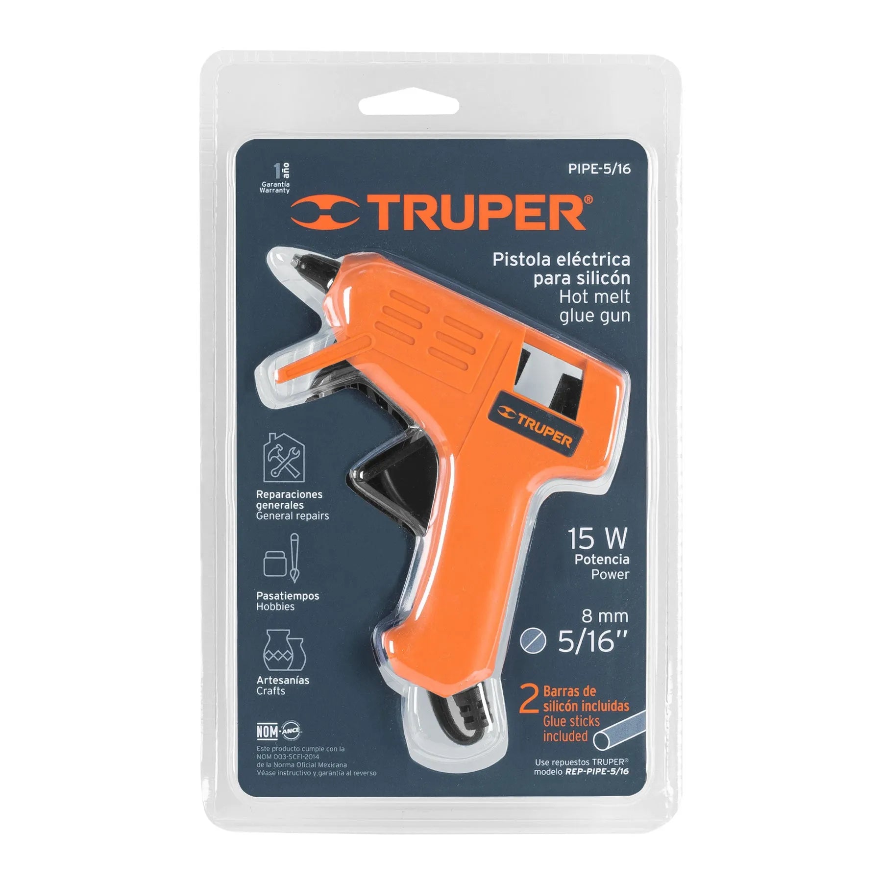TRUPER PISTOLA P/SILICON 15W PIPE-5/16