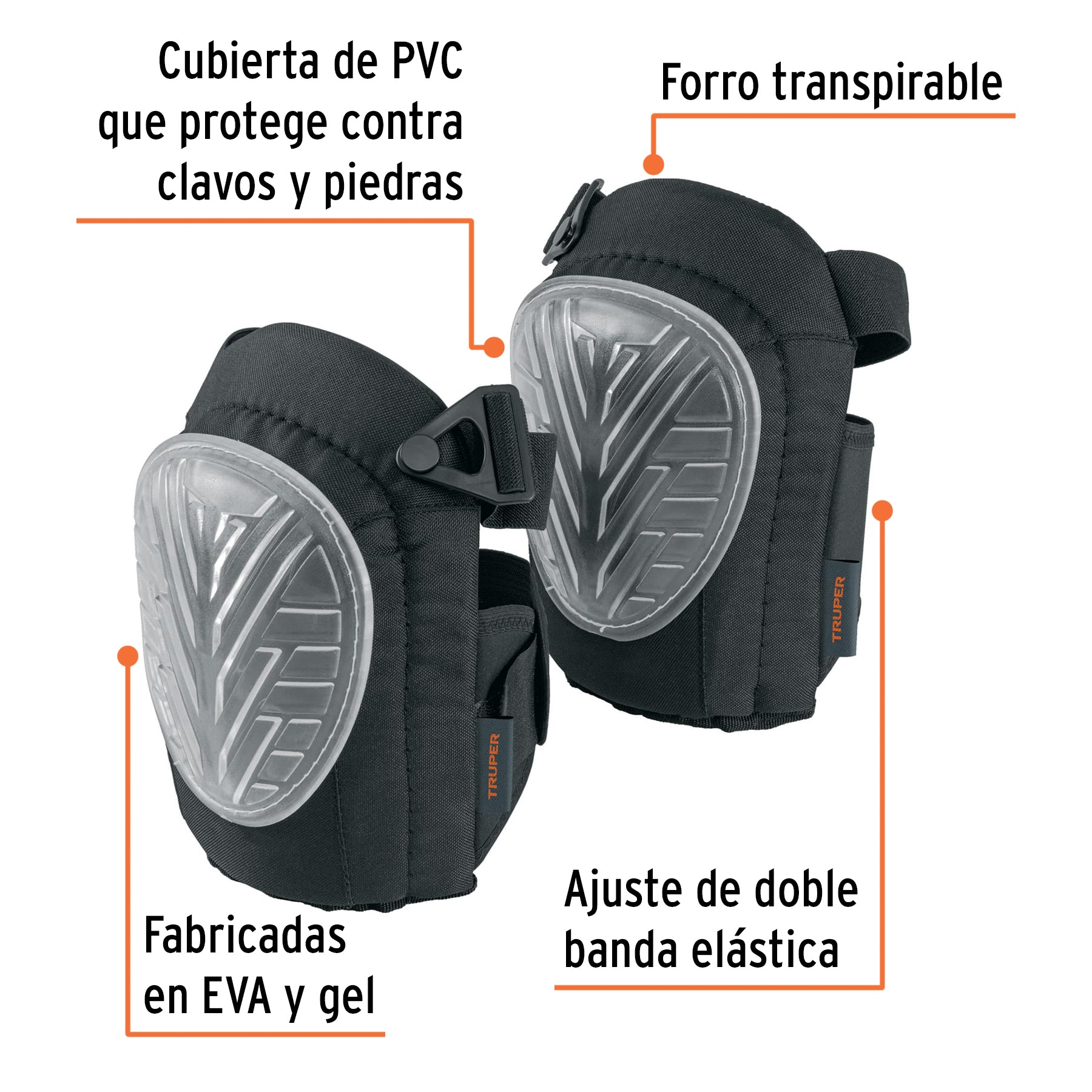 Gel and EVA knee pads with non-slip strap, Truper / 12952