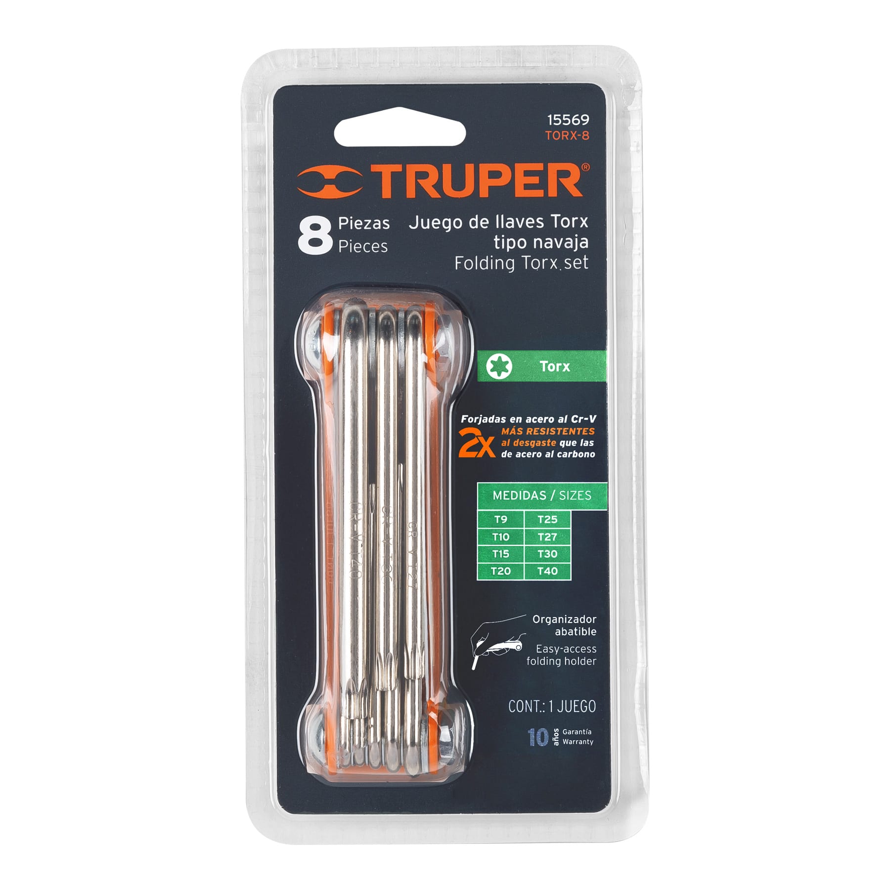 Set of 8 TRUPER knife-type torx keys / 15659