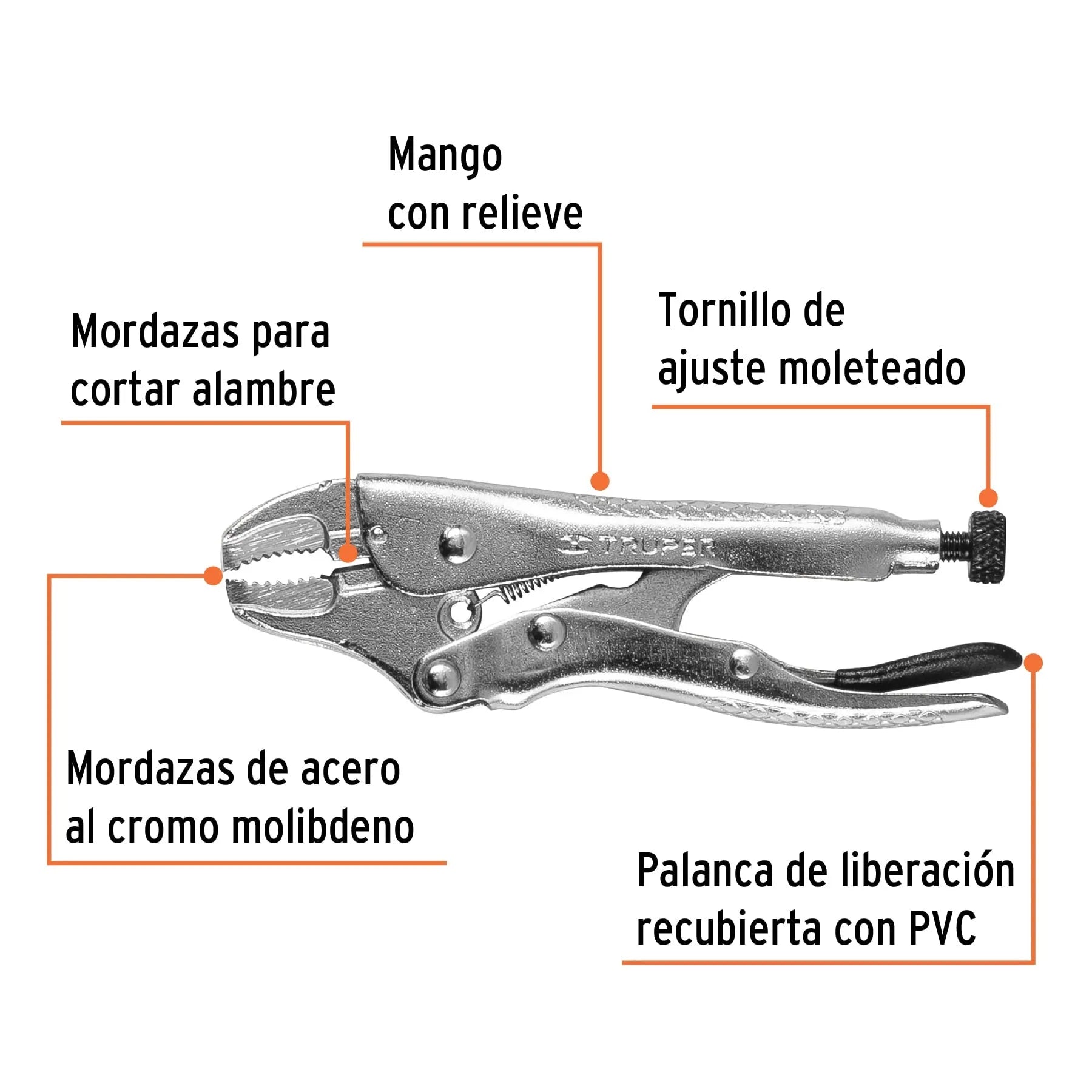 Pinza de presión 4 mordaza curva TRUPER PPT 4C / 17419-