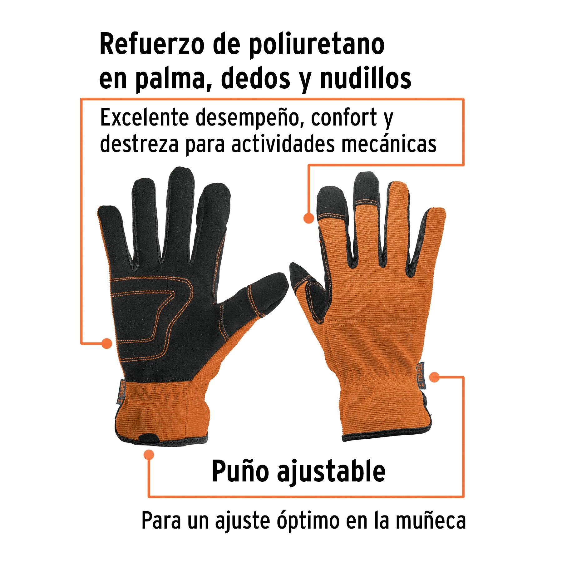 Guantes para mecánico, palma reforzada, Truper GU-615 /10848