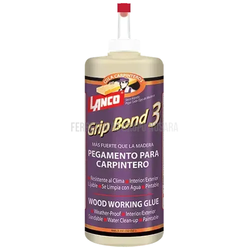 Cola para madera Grip Bond 3 amarilla 1/4 galon Lanco / WA505-5-001572-718594050553