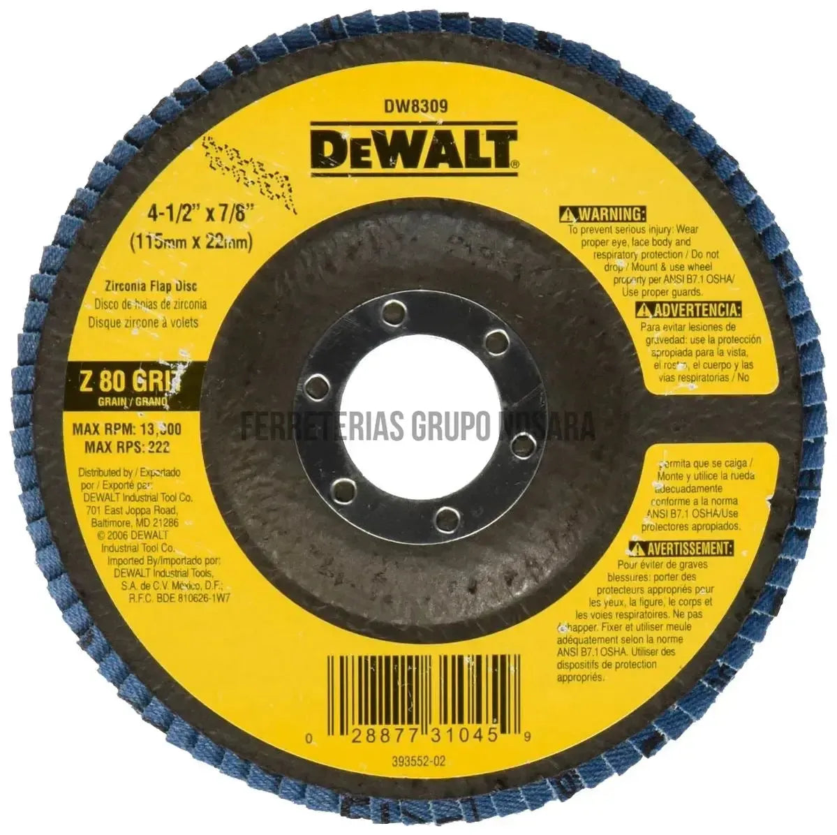DW DISCO LIJA FLAP 4-1/2" #80 DW8309-004543-885911367325