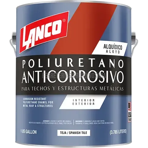 Pintura anticorrosiva poliuretano para techos y estructuras metalicas galon Lanco Teja / MM91-4-007962-718594009148