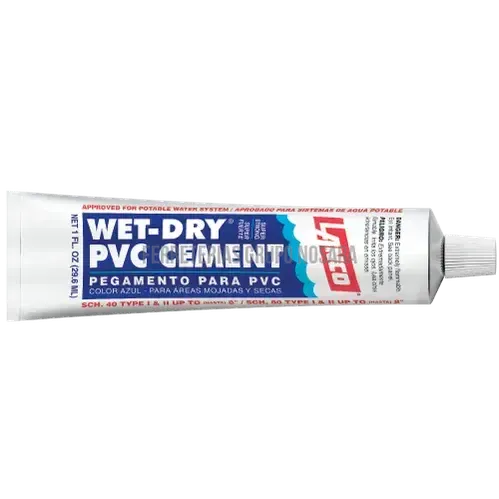 Pegamento PVC agua fria y caliente Wet-Dry azul 1 onza Lanco TP248-20-008350-718594248202