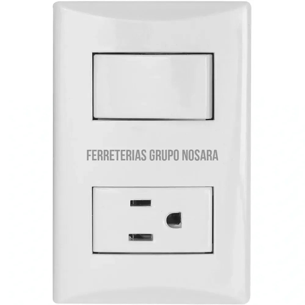 Tomacorriente e interruptor 15A 110V blanco Plata Eagle / 1006-W-008575-7441109000493