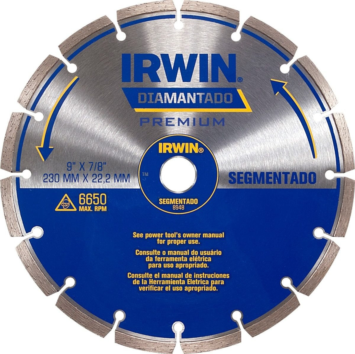 Disco de corte diamantado segmentado 9" Irwin / IW8948