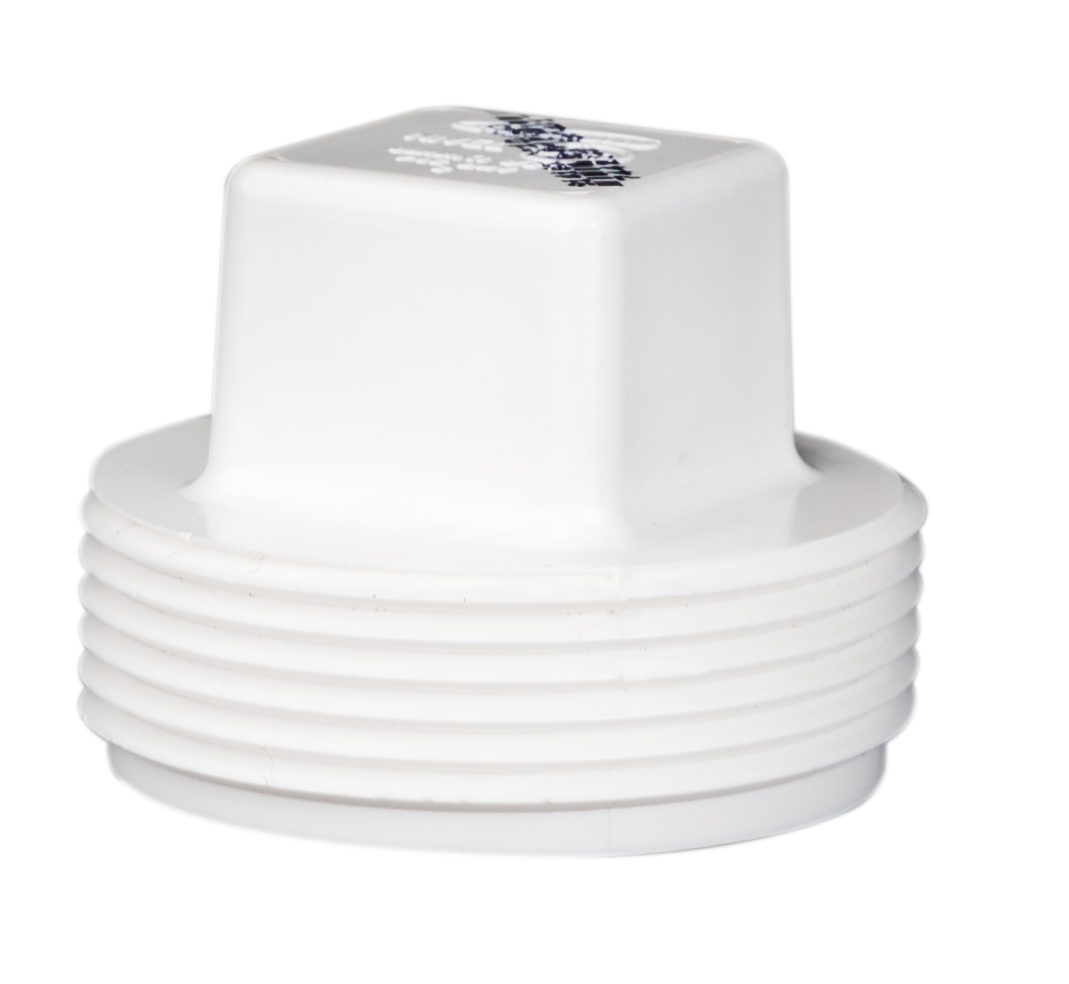 PVC sanitary cleaning plug with 100 mm (4") thread