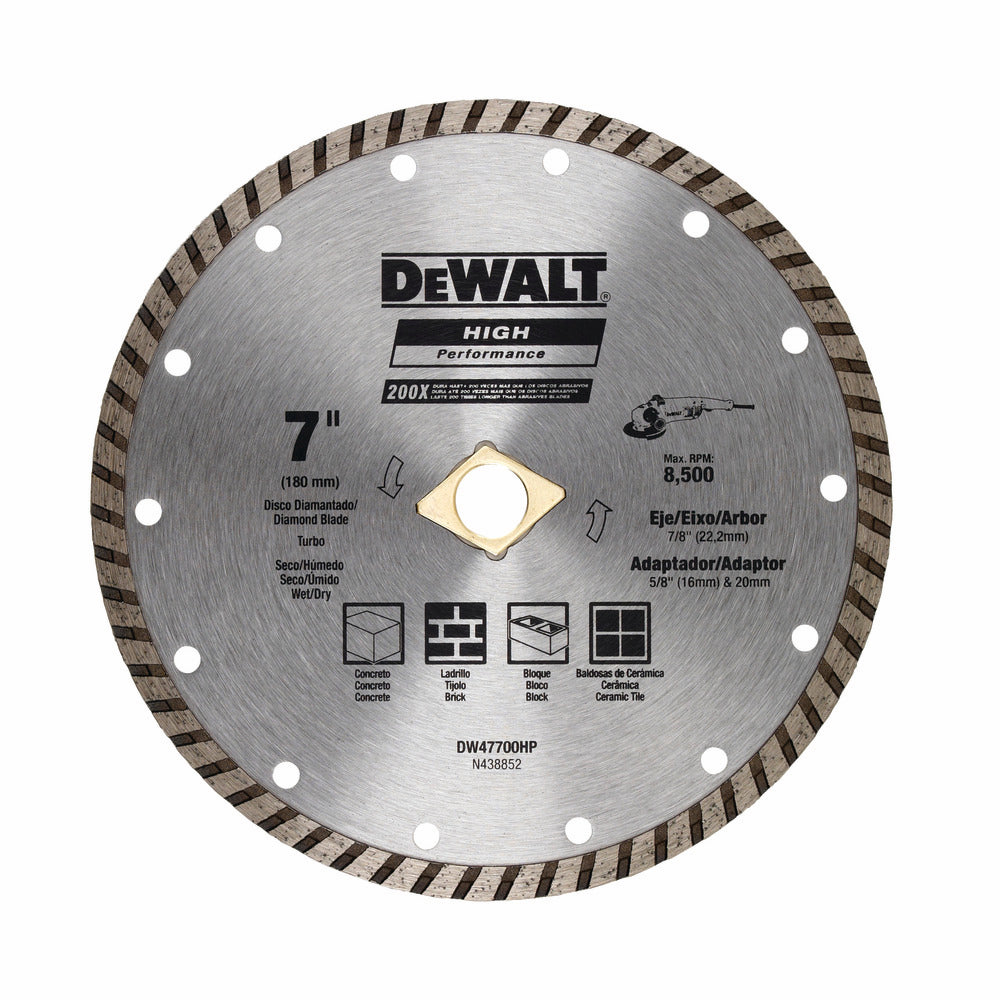 Disco de corte diamantado turbo 7" Dewalt / DW47700HP