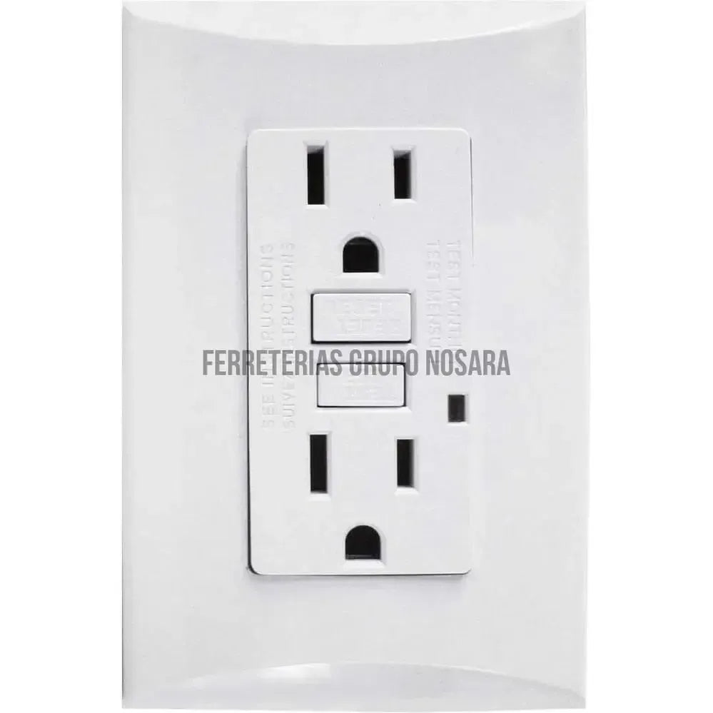 Tomacorriente doble 15A 110V falla a tierra blanco Plata Eagle / 1018-W-011561-7441109014803