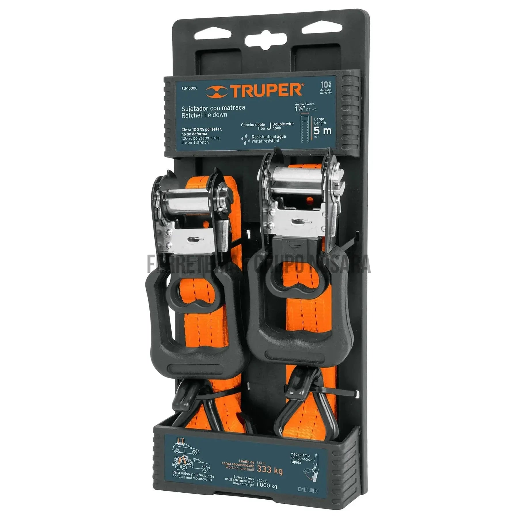 Juego de 2 sujetadores con matraca carga máxima 1000 kg / 19285-012314-7501206634875