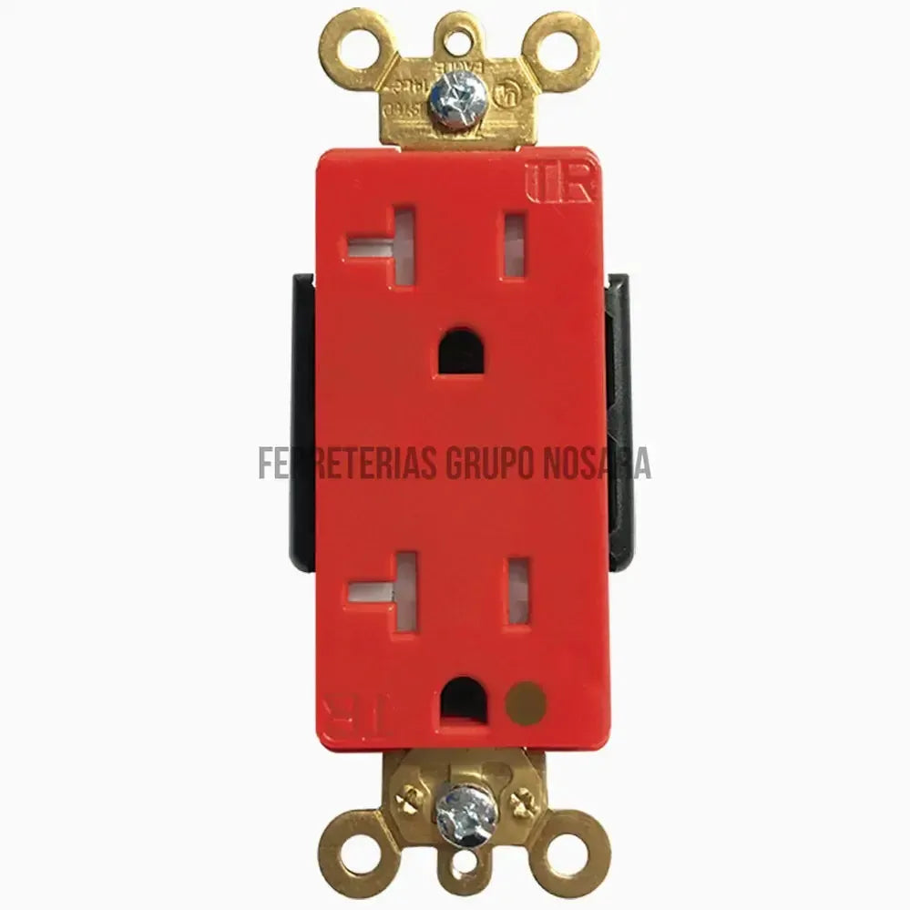 Tomacorriente doble 20A 110V grado hospitalario tamper resistant rojo Decor Eagle / 7650RD-015495-7441109017521