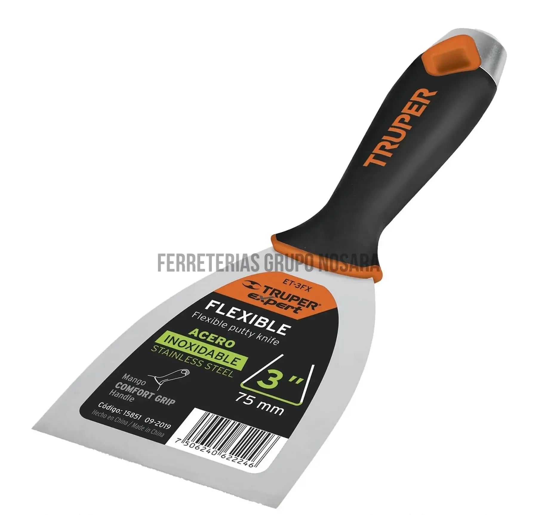 Espátula flexible 6" acero inox. mango Comfort Grip, Expert / 15854-015829-7506240622277