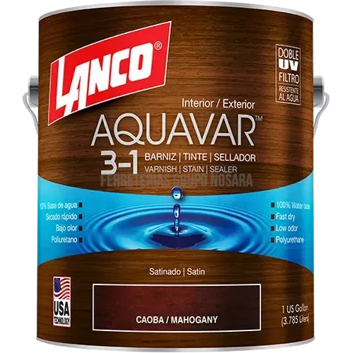 Barniz tinte sellador 3 en 1 cuarto Aquavar Lanco caoba / AQ1360-5-019760-718594136059