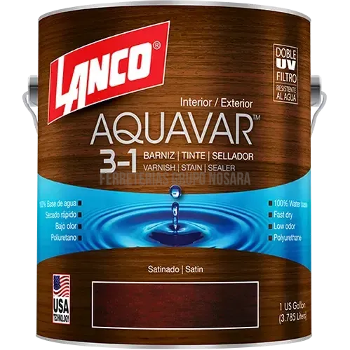 Barniz tinte sellador 3 en 1 galon Aquavar Lanco (nuez oscuro) / AQ1363-4-021897-718594136349