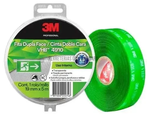 Cinta doble cara VHB RP45 3/4" x 5 metros 3M 4910-024982-7891040224746