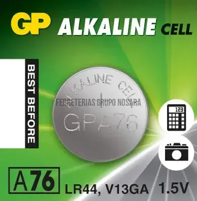 Pila de boton alcalina 1.5V A76 / LR44 / V13GA GP-