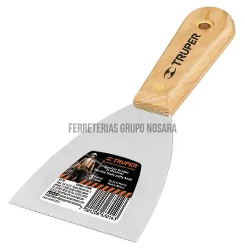 Espátula flexible 3" con mango de madera, Truper / 14449-030442-7501206630143