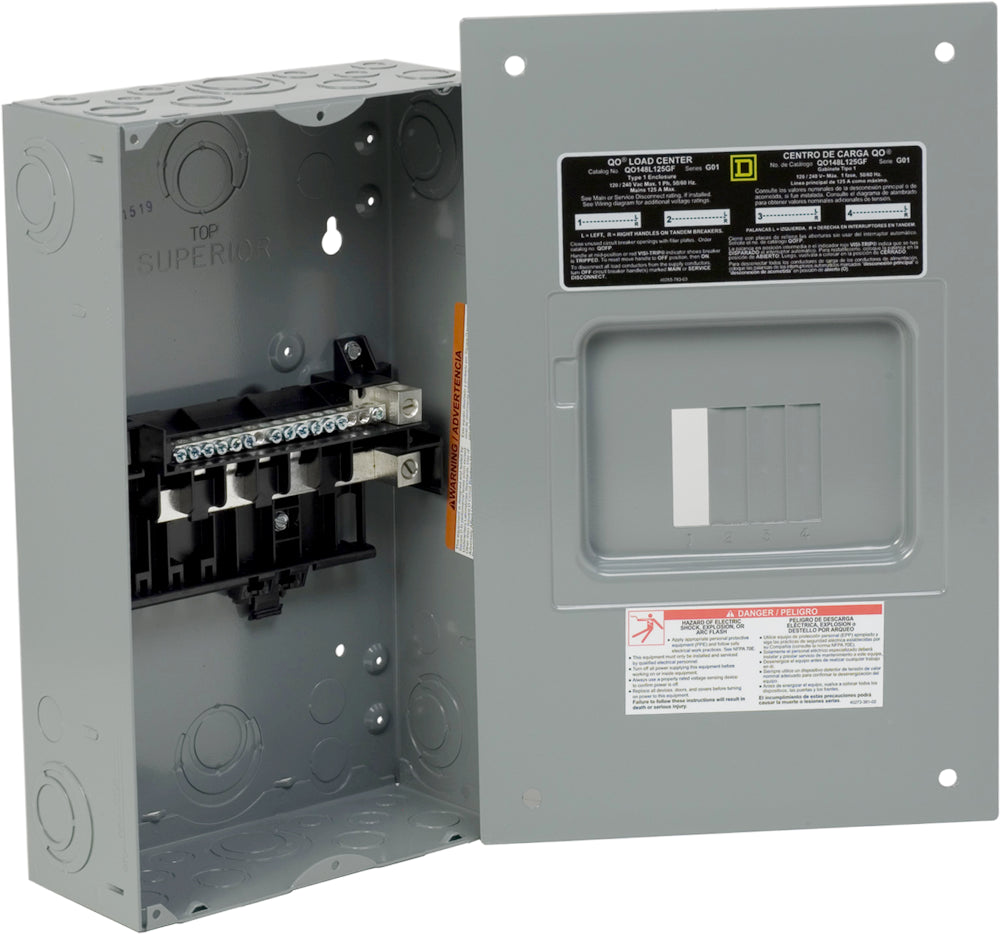 Centro de carga de empotrar 4-8 circuitos 100A 120/240V UL Square Db/ QO148L125GF