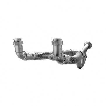 Sifon para lavatorio / fregadero flexible doble 31 y 38 mm (1-1/4" y 1-1/2") plastico de pared Coflex TF-110