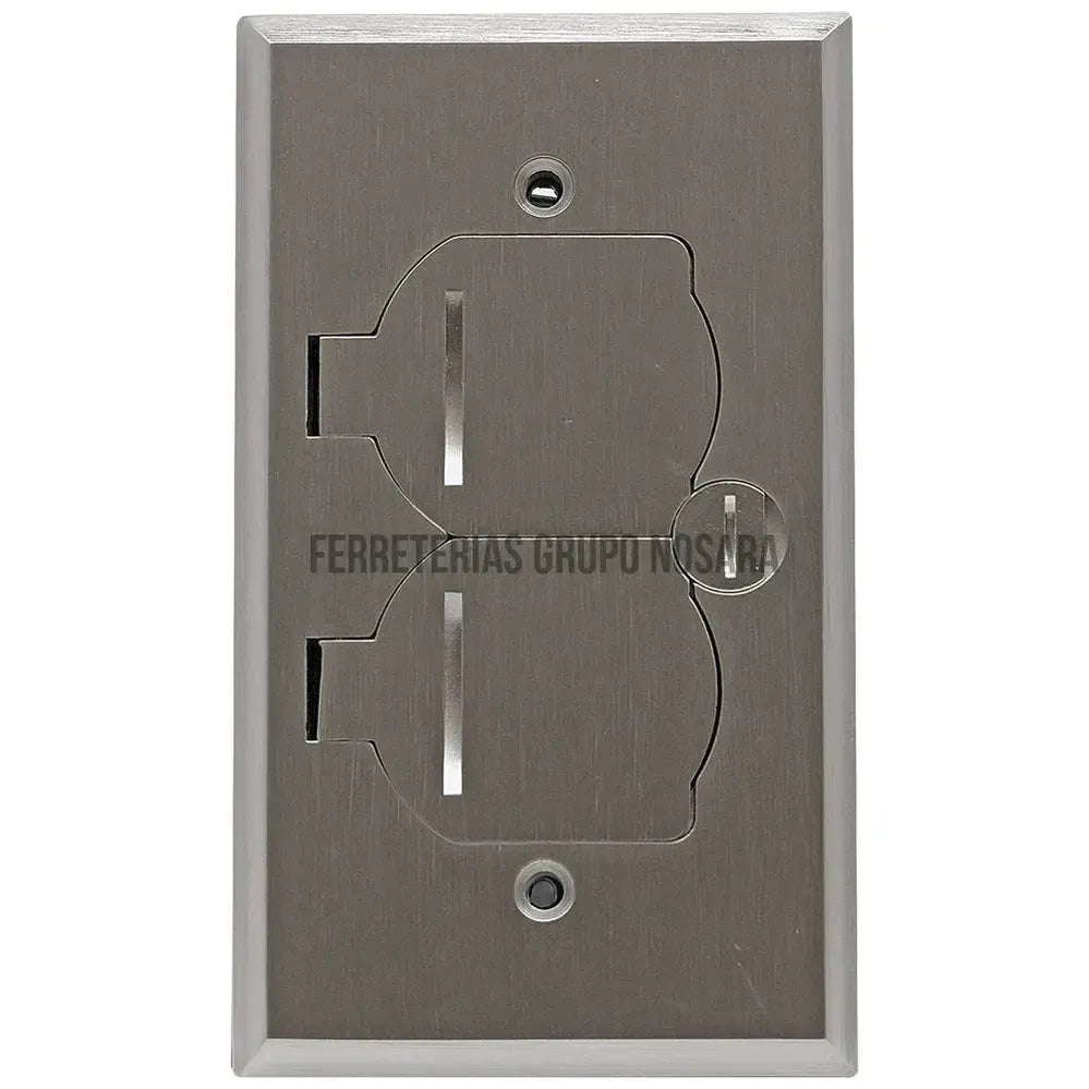 Caja de piso plateada con tomacorriente doble 20A 110V Eagle / 5798FBA-P-032753-7441109016357