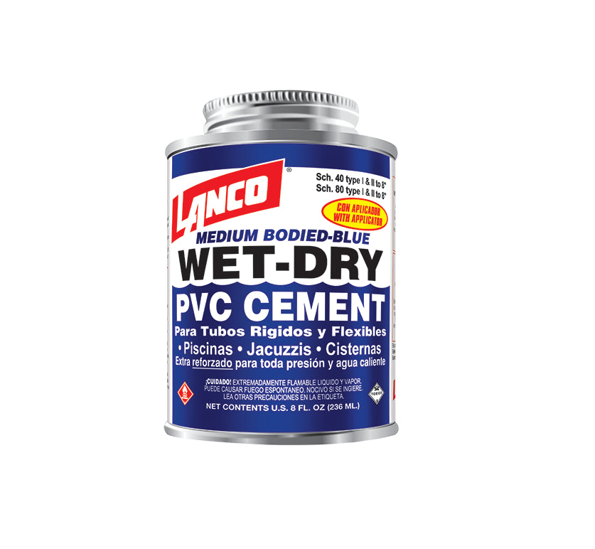 Pegamento PVC agua fria y caliente Wet-Dry azul 1/16 galon Lanco SM248-7