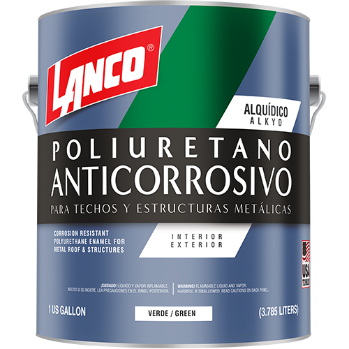 Polyurethane anticorrosive paint for roofs and metal structures gallon Lanco green / MM96-4