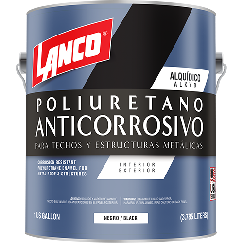 Pintura anticorrosiva poliuretano para techos y estructuras metalicas galon Lanco MM92-4 (negro)