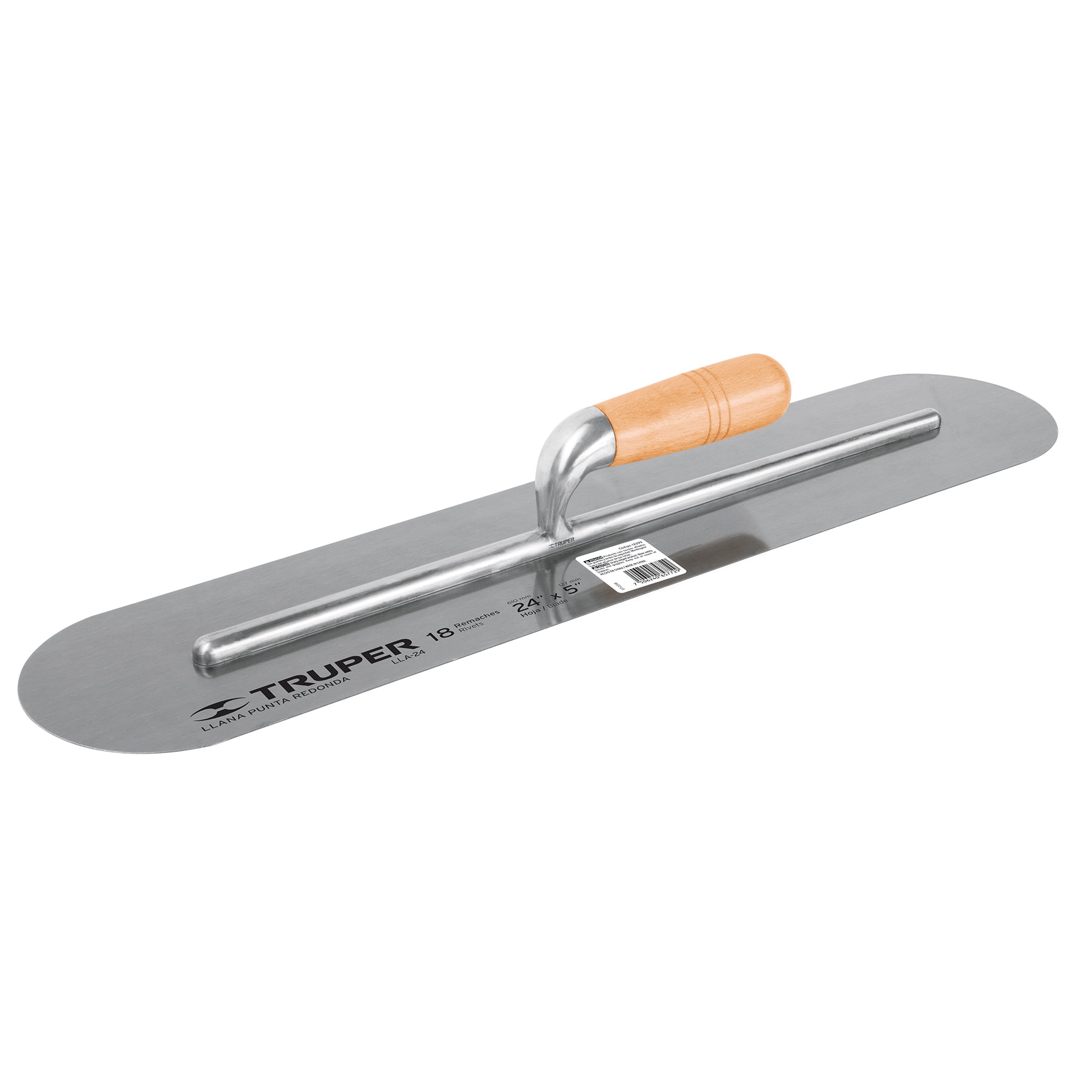 24' x 5' round edge trowel with wooden handle, Truper / 12399